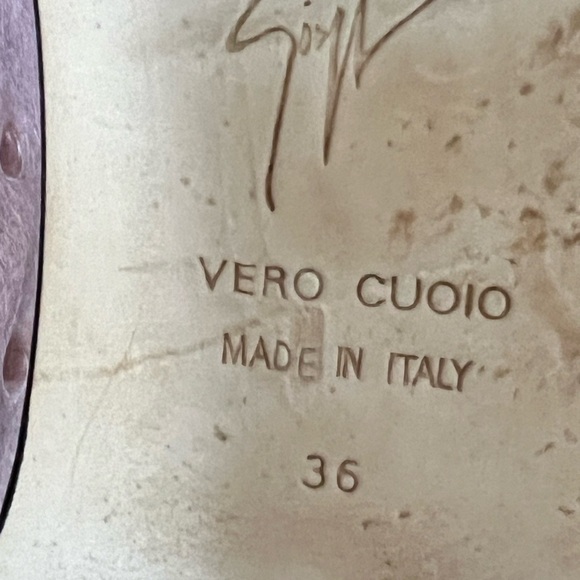 Giuseppe Zanotti Ostrich Textured Leather Slip On Loafer Mauve Sz US 6/ EU36 - Picture 15 of 15